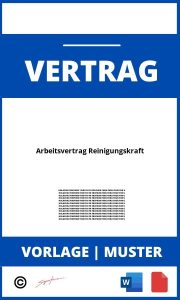 Arbeitsvertrag Reinigungskraft WORD PDF