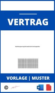 Ausbildungsvertrag Zahnmedizinische Fachangestellte WORD PDF