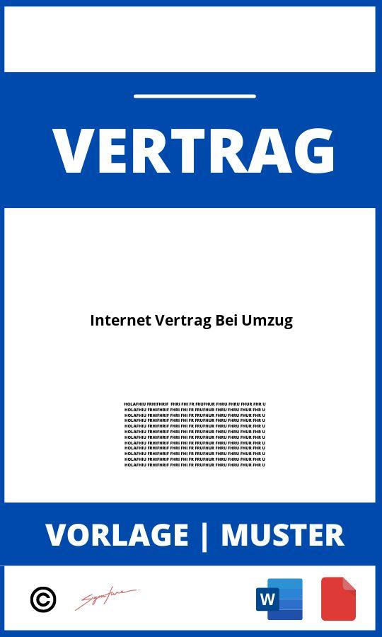 Internet Vertrag Bei Umzug