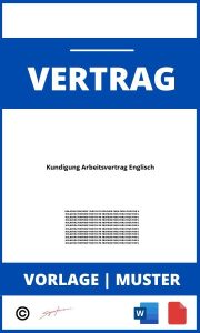 Kündigung Arbeitsvertrag Englisch WORD PDF